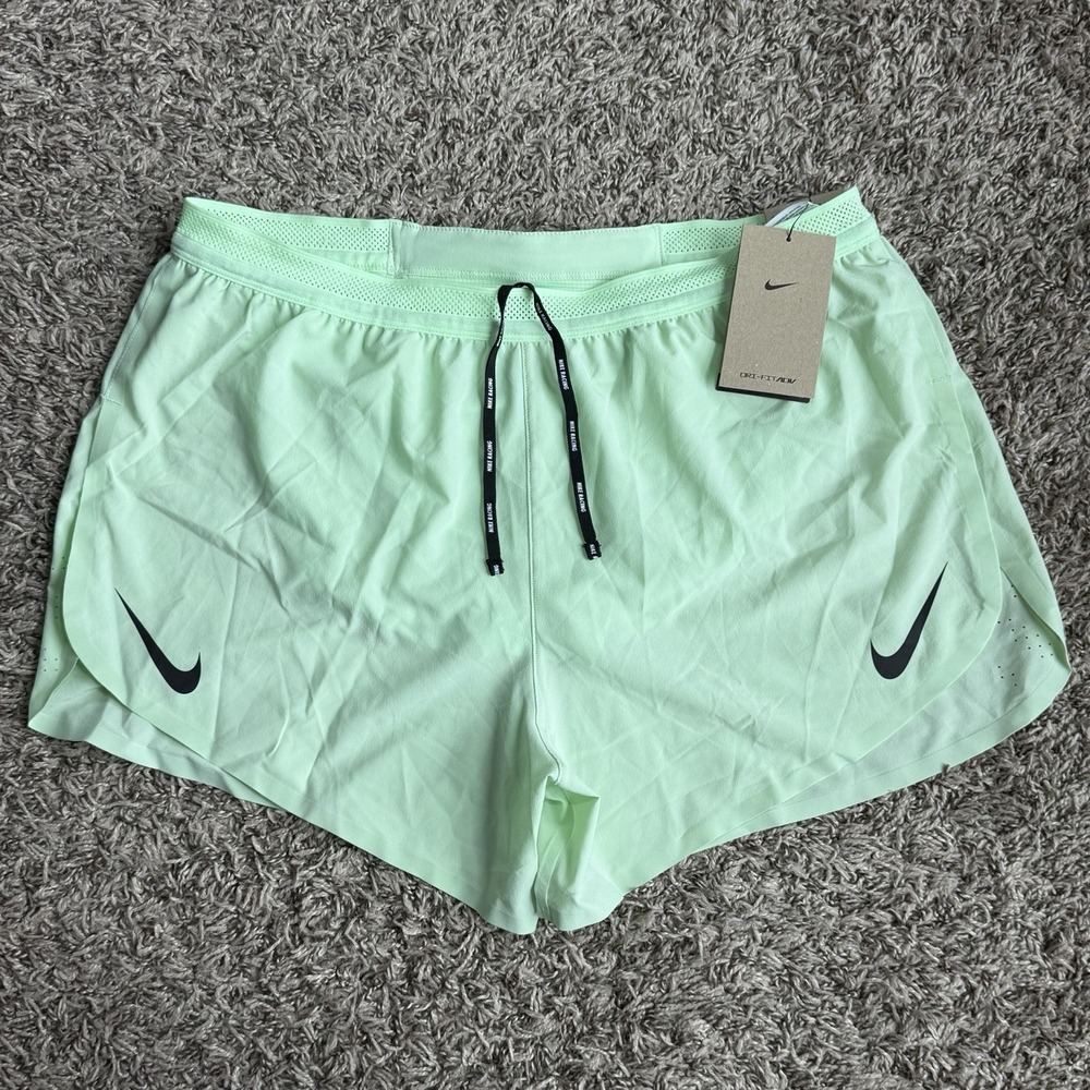Nike ADV AeroSwift Running Shorts Mens Size Large Green Dri-FIT FN3352-376 NEW